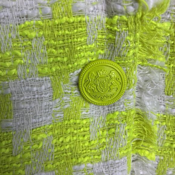 Steve Madden Harlow Fresh Lime Green Houndstooth Tweed Blazer L NWT - Picture 6 of 14